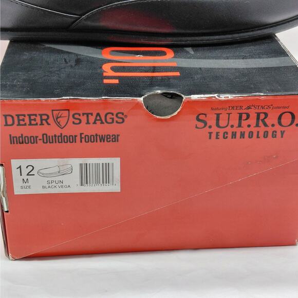 Deer Stags Slipperooz Black Faux Leather Slippers Mens 12M Indoor Outdoor Loafer - Picture 6 of 11